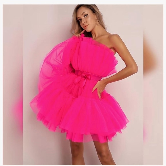 NEW Yellow Tulle Women's Short Puffy Prom Dress Strapless Tulle Homecoming Dress - Picture 2 of 5